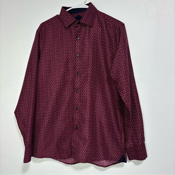 Silver Stone Modern Fit Men's Large Button Front Down Dress Shirt Long Sleeve - Picture 1 of 5